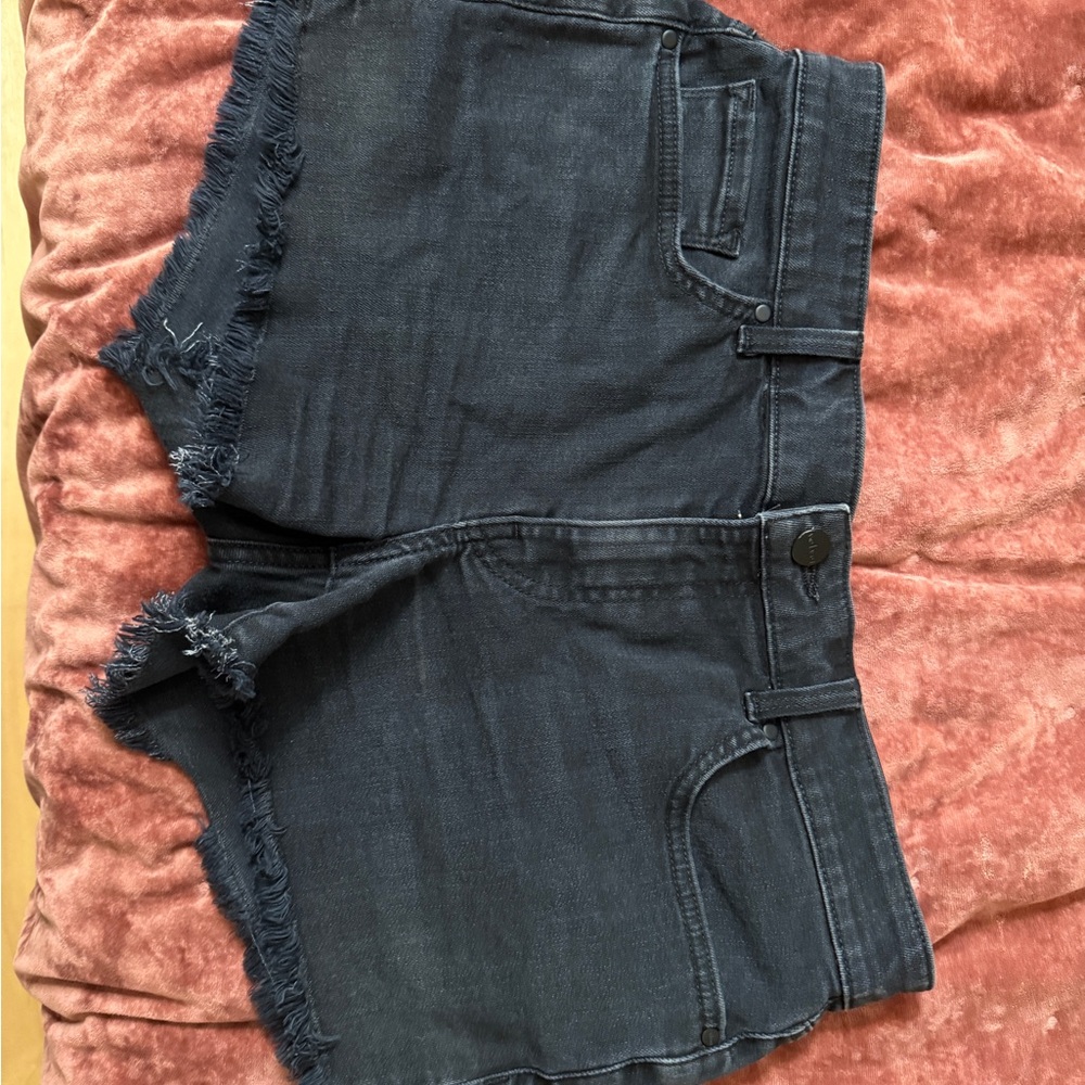 Velvet by Graham & Spencer washed black Jean Shorts Distressed Frayed Hem
